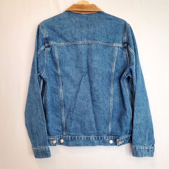 Warp + Weft Denim Trucker Jacket Indigo Adult Med Corduroy Chore Cabin Retro - Picture 3 of 14